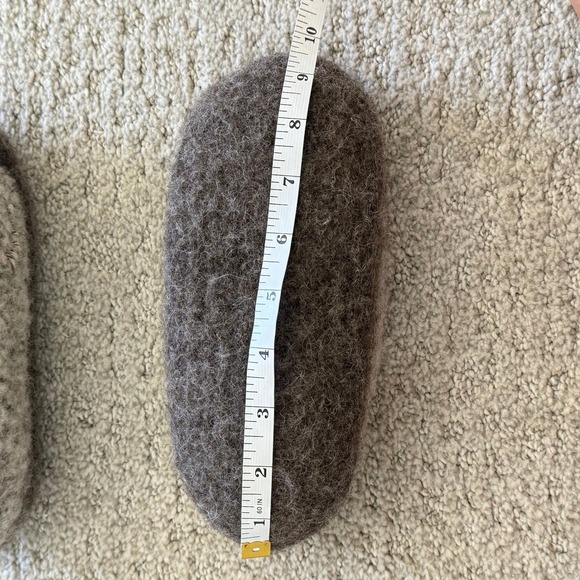 FELTED HANDMADE FRENCH Wool Slippers Slip On Warm Cozy‎ House Shoes Women 6-6.5 - Picture 9 of 12